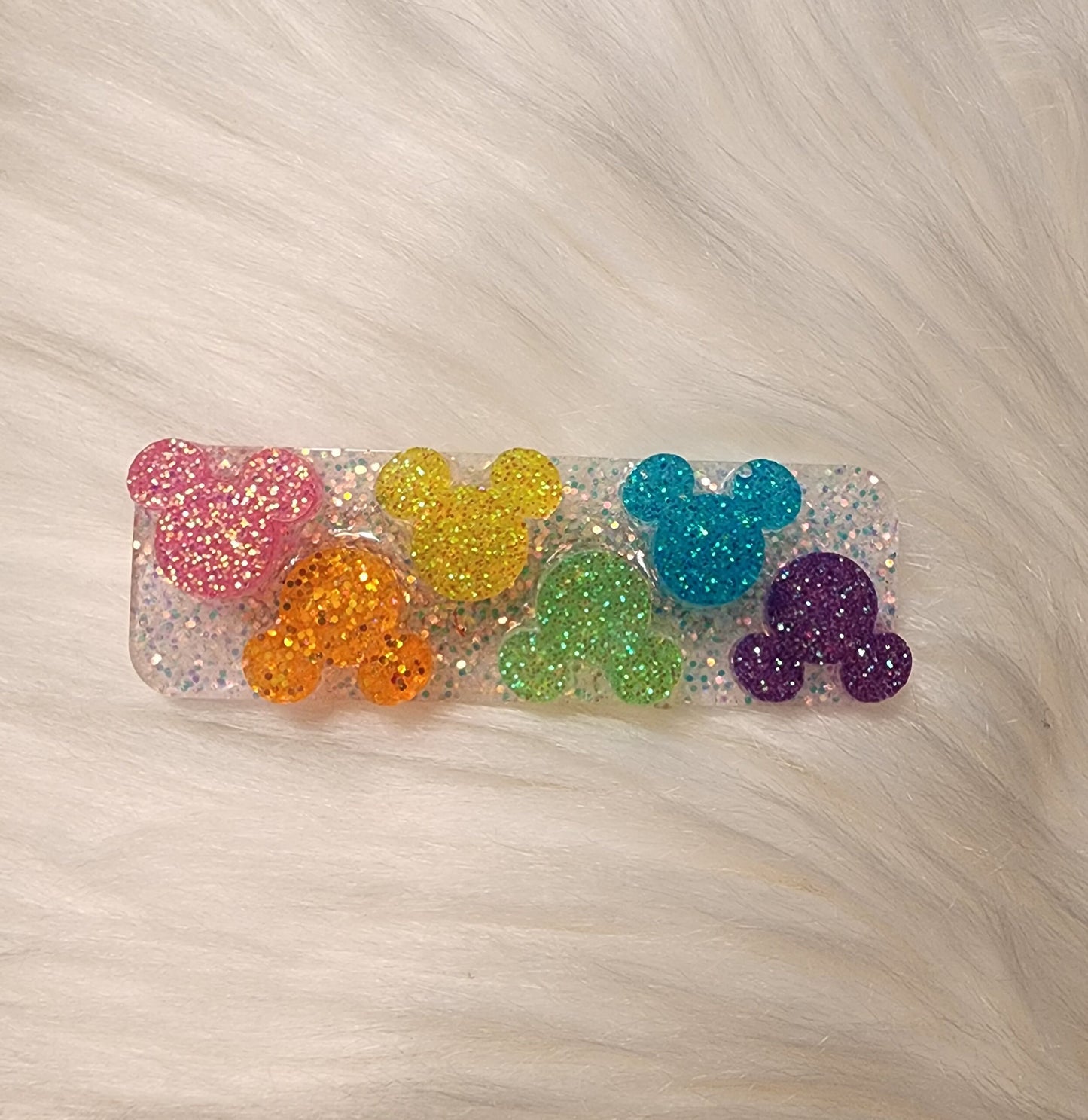Rainbow Mouse Head clip