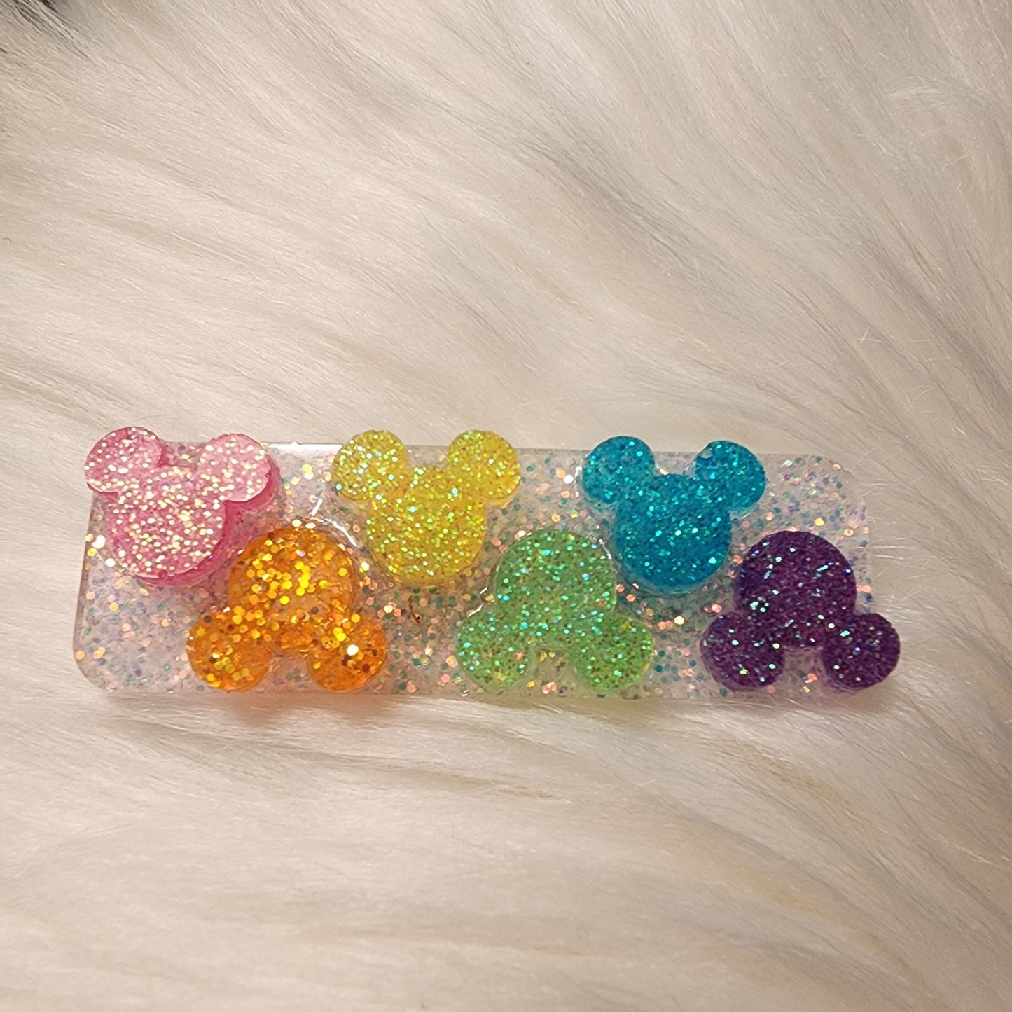 Rainbow Mouse Head clip