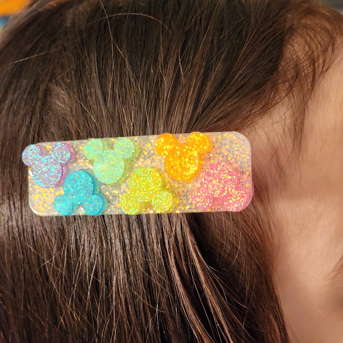 Rainbow Mouse Head clip