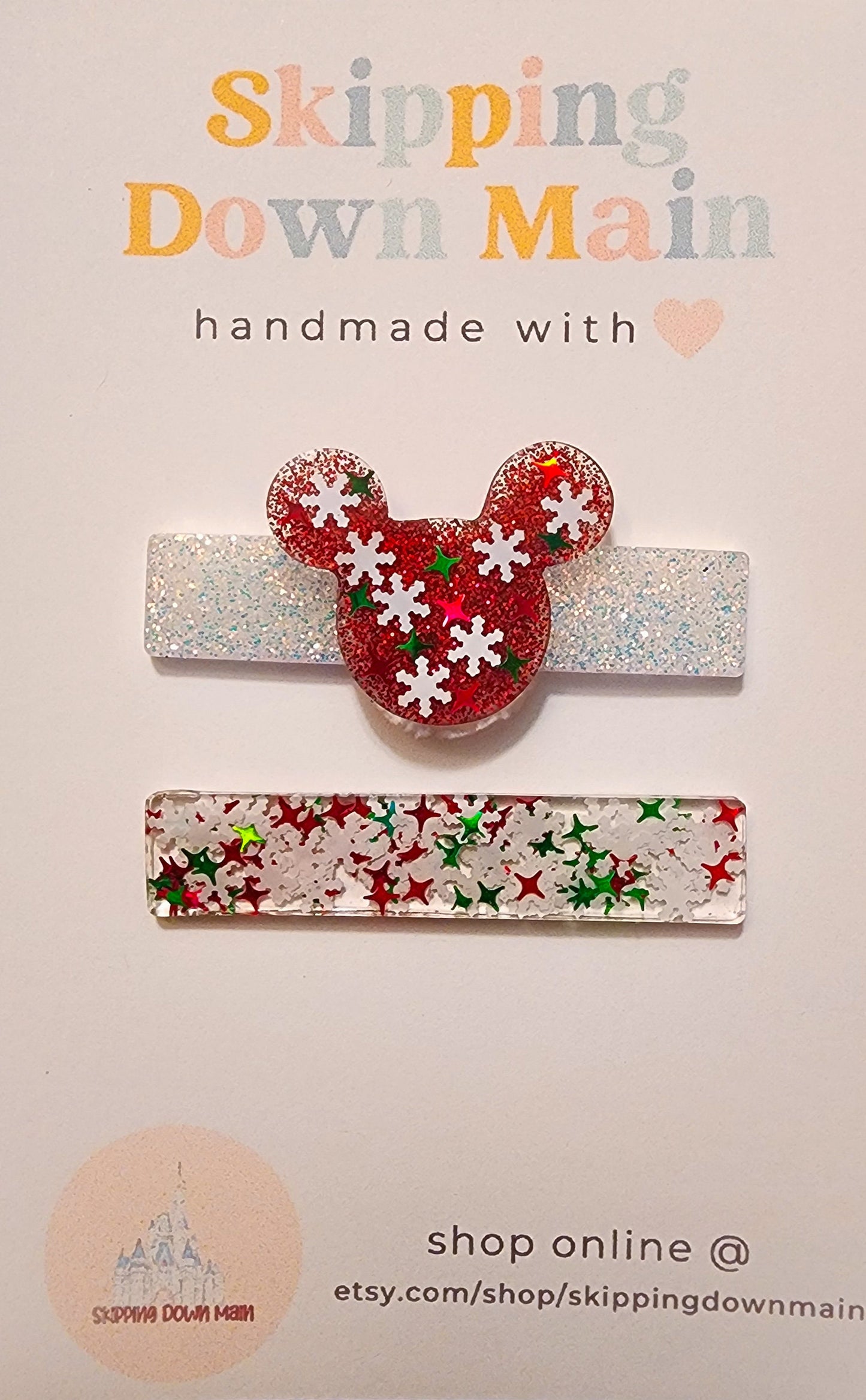 Snowflake Mouse Clip Set (Choose red or green)