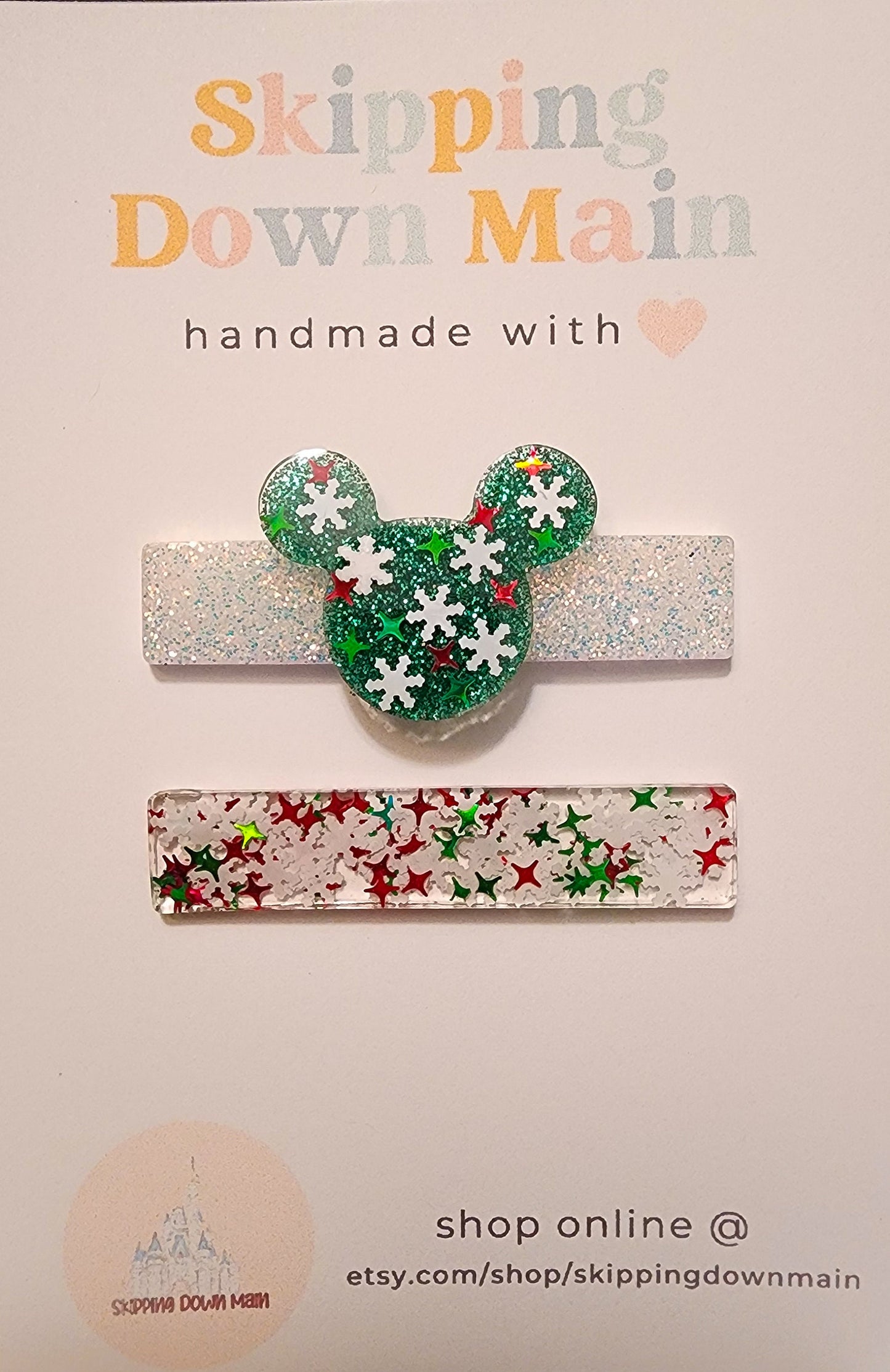 Snowflake Mouse Clip Set (Choose red or green)
