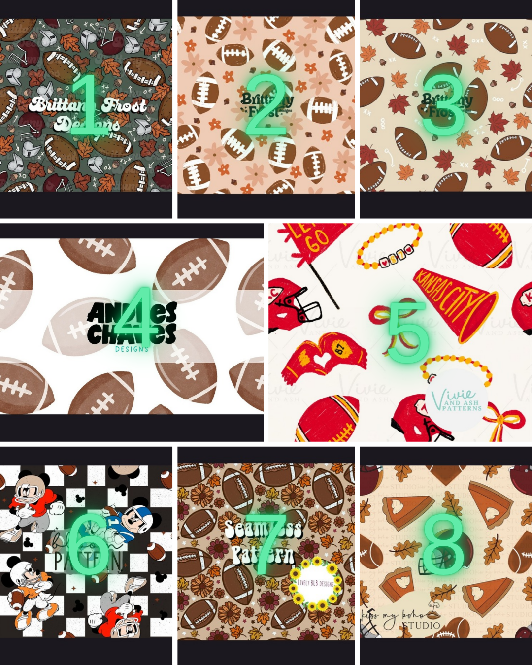 Coordinating T&V Football Prints