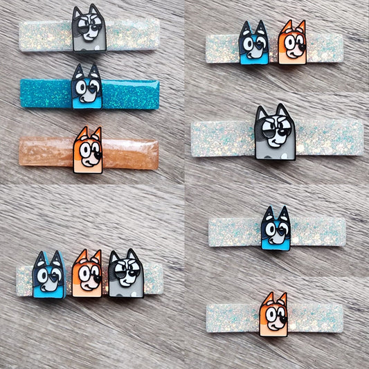 Blue Dog Family Hair Clips