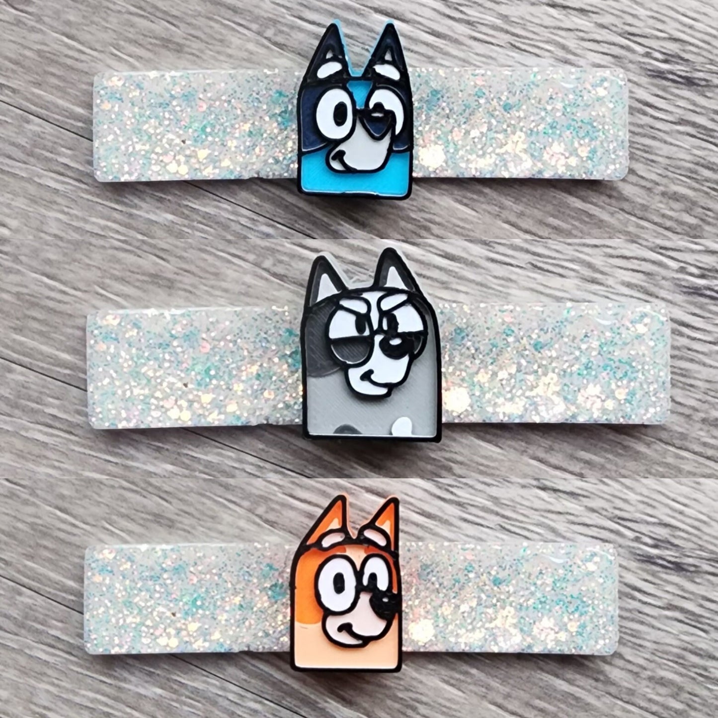 Blue Dog Family Hair Clips