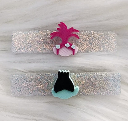 Trolls Inspired Hair Clips